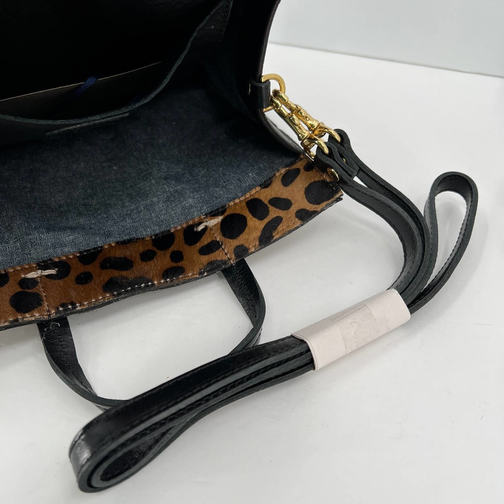 CLARE V Bag Womens Black Brown Petite Simple Tote Leopard Patchwork NWT - Picture 8 of 13